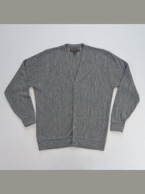 David Taylor Grandpa Cardigan Sweater LT Tall Gray Button Front